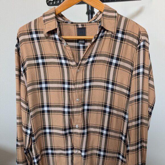 (2 For 25 Send Offer) Mustard Yellow Plaid Shirt - Picture 1 of 2